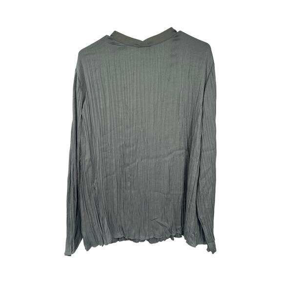 Vince Slate Gray Crushed Satin V-Neck Long Sleeve Blouse Size XL NWT - Picture 3 of 7
